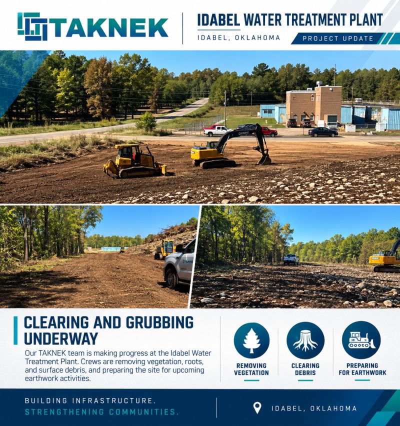 TAKNEK has been awarded the City of Idabel $40 Million Water Treatment Plant Project.